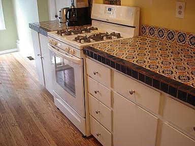 Handmade tile counters add color and interest