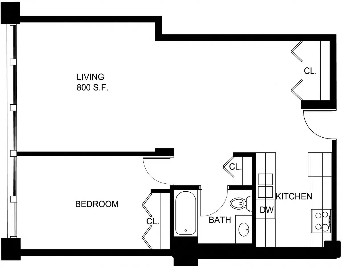 Floor plan 1 Bed/1 Bath-P A9