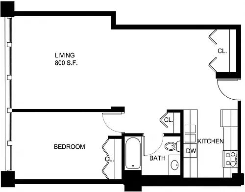 Floor plan 1 Bed/1 Bath-P A9