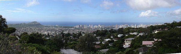 View of Diamond Head, Waikiki and the ocean from the house