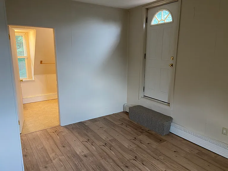 bedroom and back door to deck