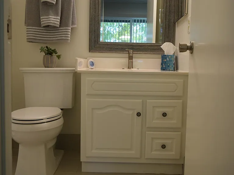 Renovated Maser Bath: Brand New Tile Flooring, Sink Faucet and Toilet