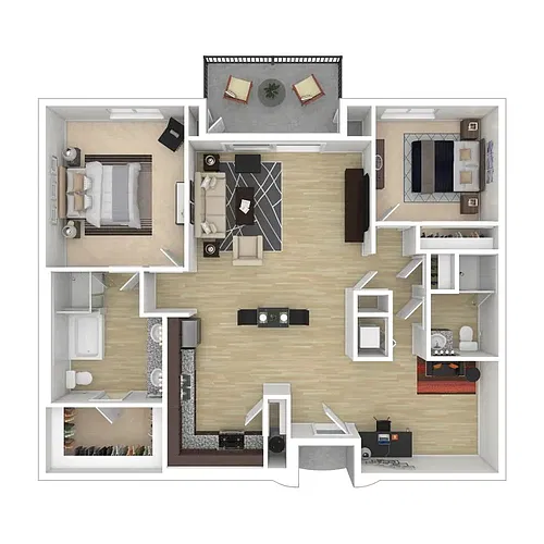 Floor plan 2 Bedroom 2 Bathroom J