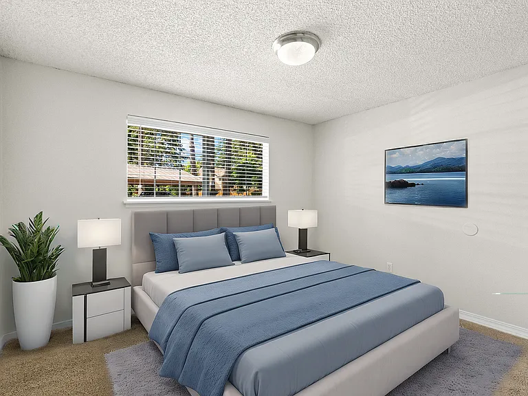 Experience tranquility and comfort in this beautifully designed bedroom, perfect for relaxation.