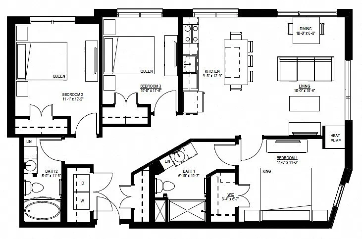 Floor plan Three Bedroom - B (80%)