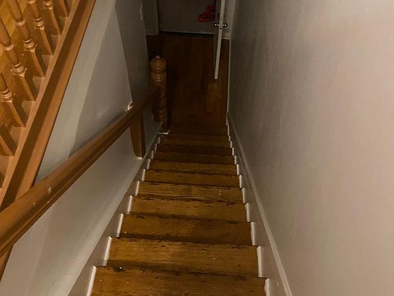 First flight of stairs in apartment. Duplex apartment
