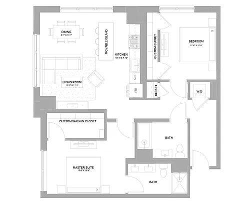 Floor plan 2 Bed/2 Bath-2.1B
