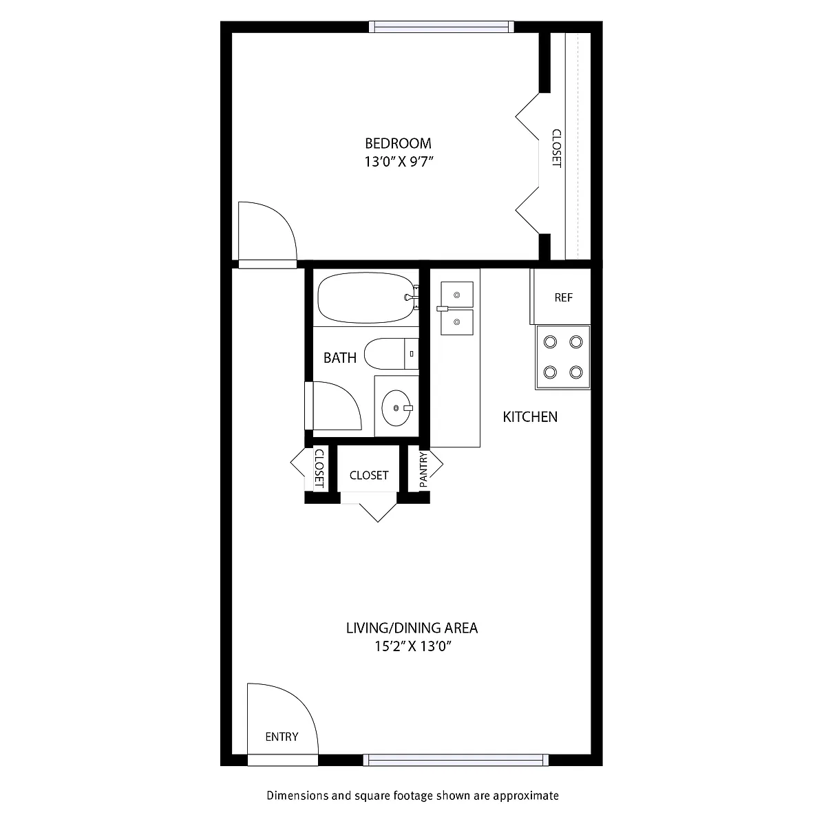 Floor plan 1 Bedroom/1 Bath