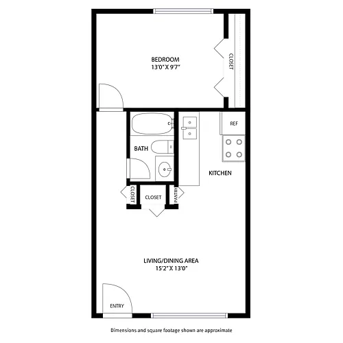 Floor plan 1 Bedroom/1 Bath