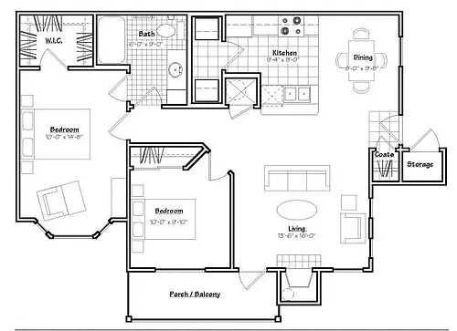 Floor plan Two-bedrooms One Bath
