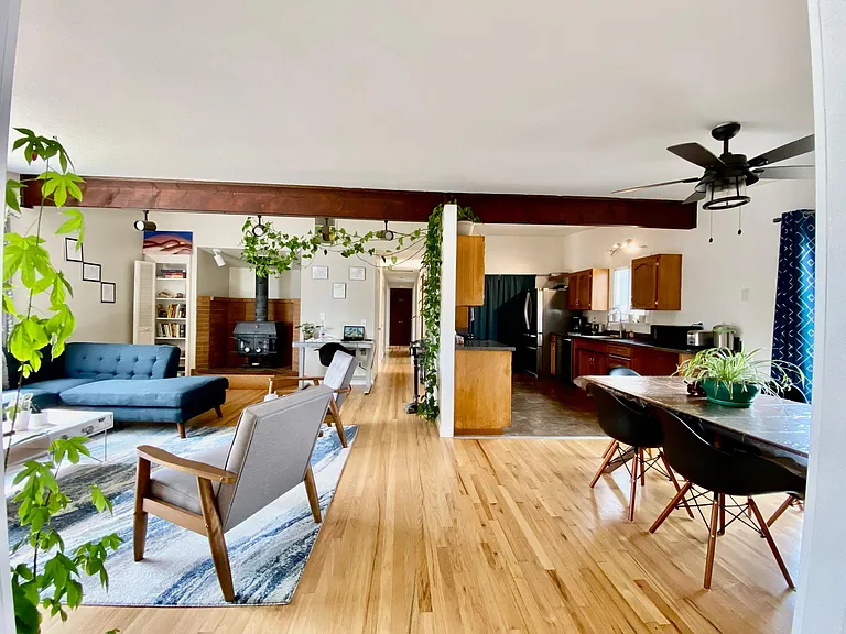 View of living room and dining room