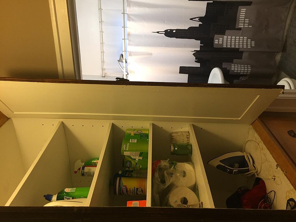 linen closet outside bathroom