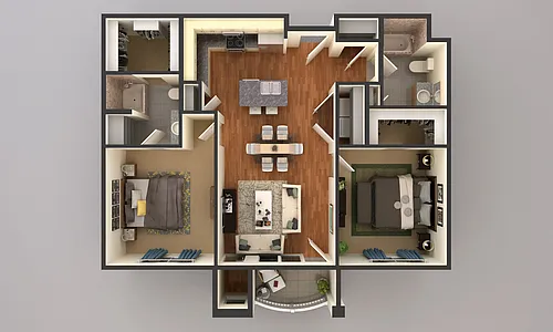Floor plan 2 Bedroom 4550 and 4590 B