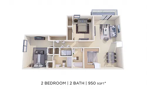 Floor plan Two Bedroom 2 Bath
