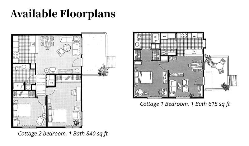 Floor plan One Bedroom Cottage