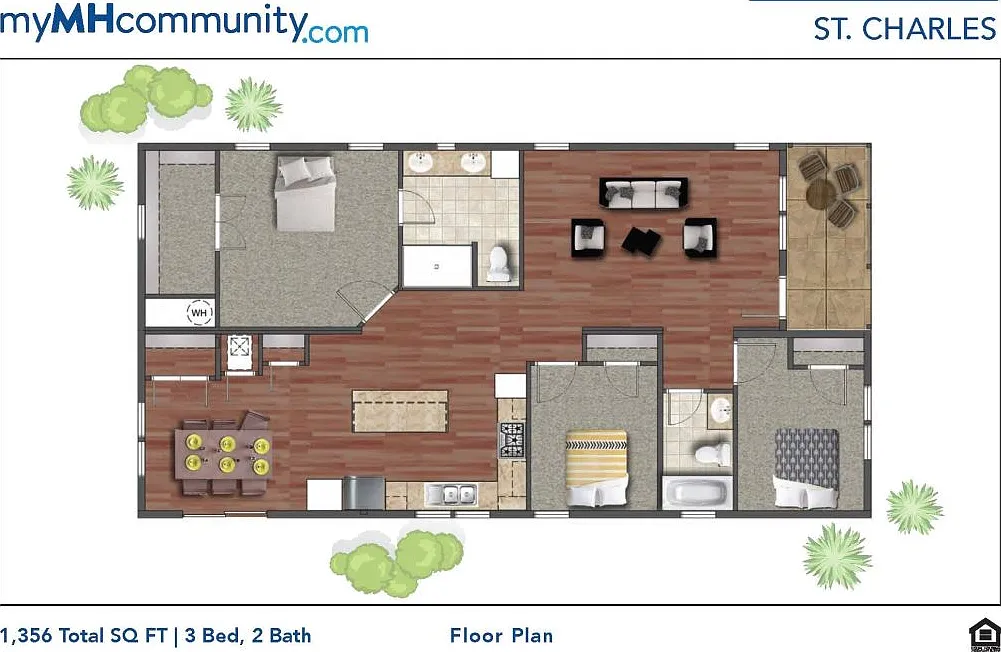 3 bed, 2.0 bath, 1356 sqft, $1,018 — Photo 1