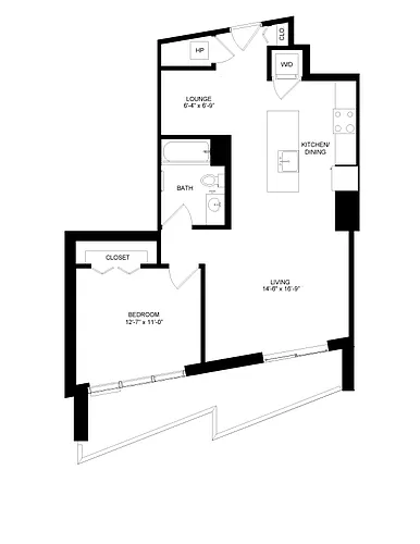 Floor plan 1 Bed-1 Bath Den-15