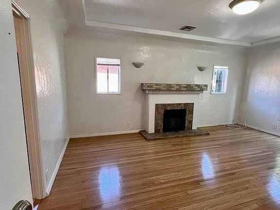 Living room with faux fireplace