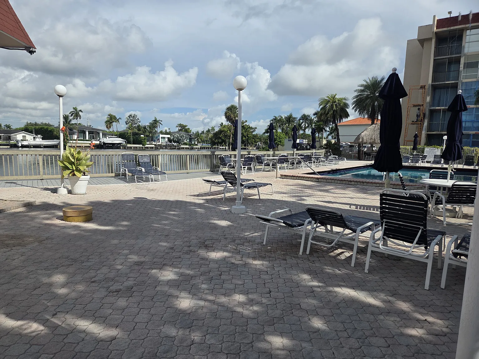Pool and clubroom area on the water