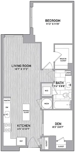Floor plan 1 Bed1 BathDen DEN A