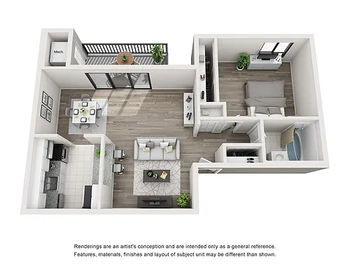 Floor plan 1BR/1BA 655 sq. ft.