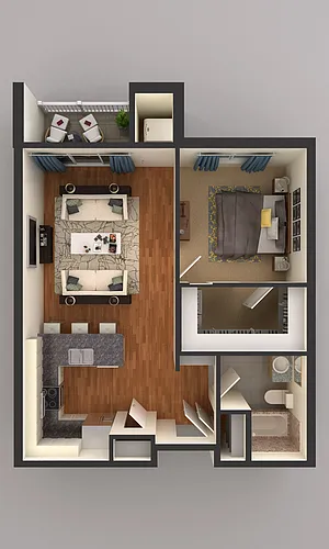 Floor plan 1 Bedroom 4570