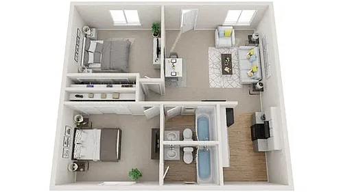 Floor plan Two Bedroom Two Bath D