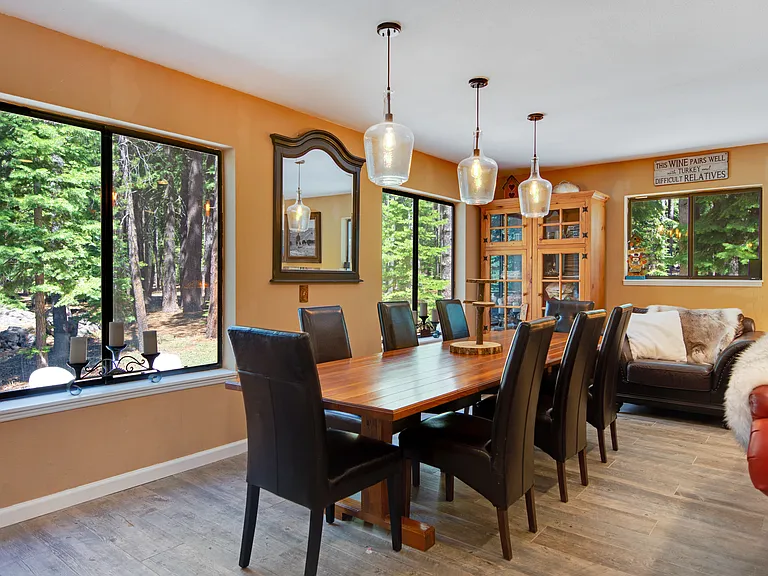 Dining area with views of the green space