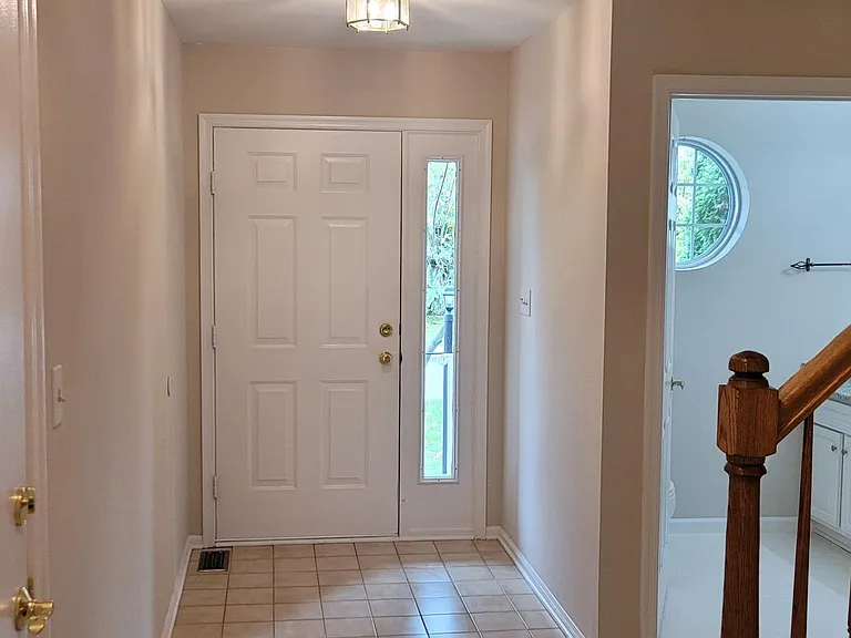 left to right:
Garage door, front door, half bath