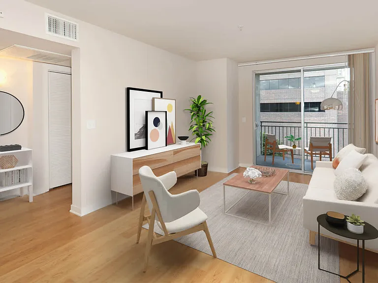 Living Room with Hard Surface Flooring and Balcony
