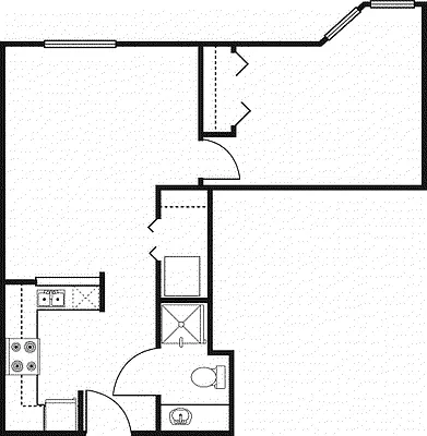 Floor plan 1 Bedroom -585
