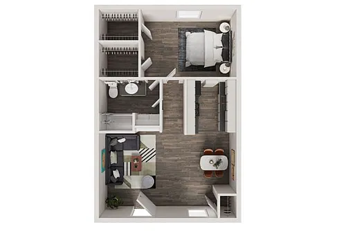 Floor plan 1 bed/1 bath Sunflower