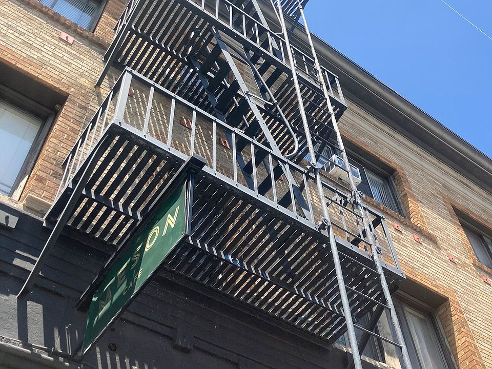 A fire escape at the Western At Rosewood apartments in Los Angeles, California..