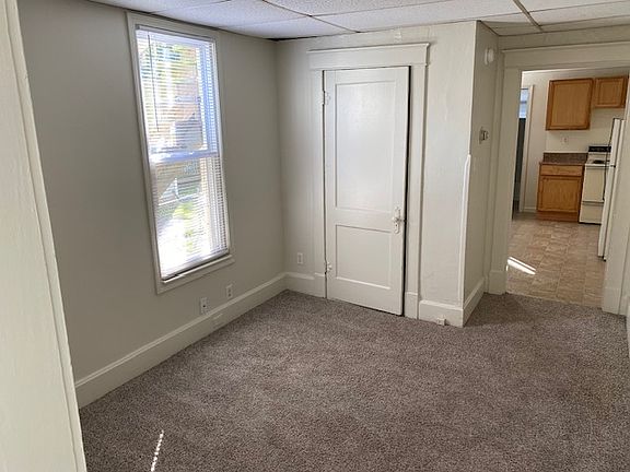 Left side of the living room/bedroom space with one of the two closets.