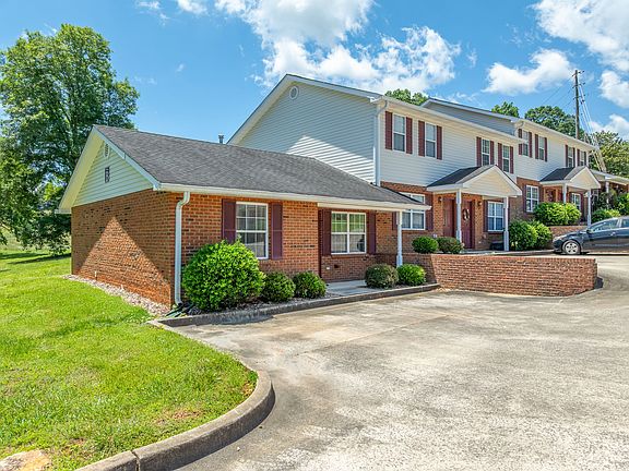 Apartment entrance and parking area