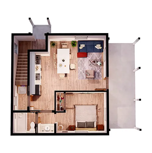 Floor plan 1x1 Duplex - 2nd Ave