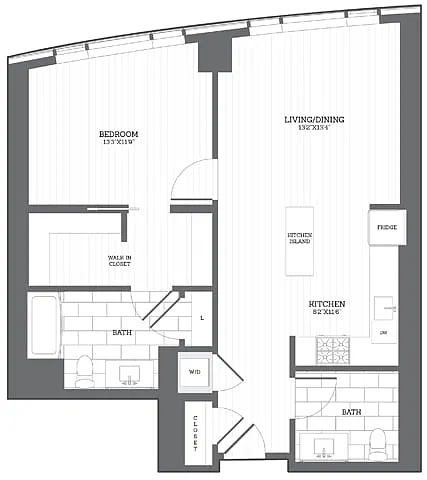 Floor plan 1 Bed/1.5 Bath B1