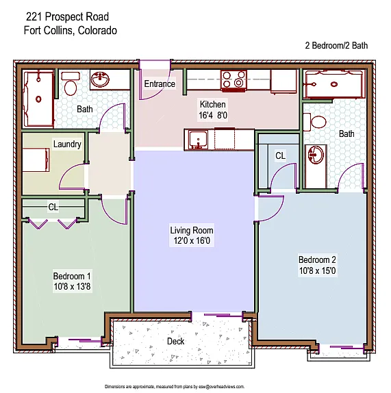 Floor plan 221 W Prospect Rd. 2 Bed/ 2 Bath Large
