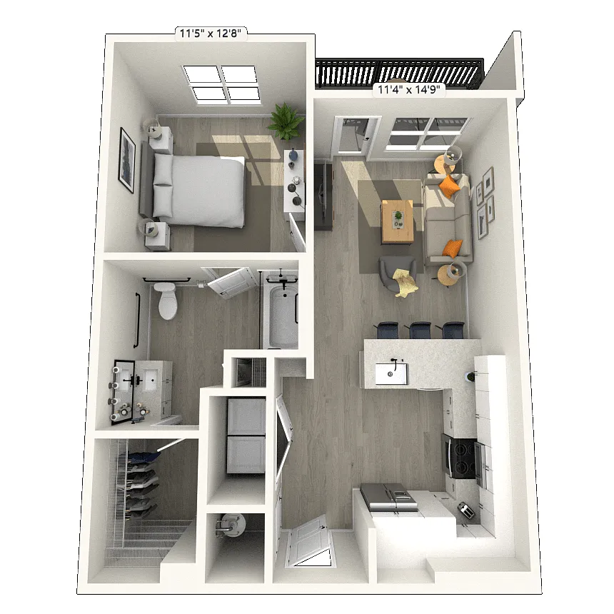 Floor plan A4b 1x1 712 SF-FP