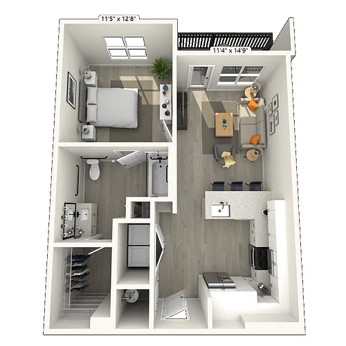 Floor plan A4b 1x1 712 SF-FP