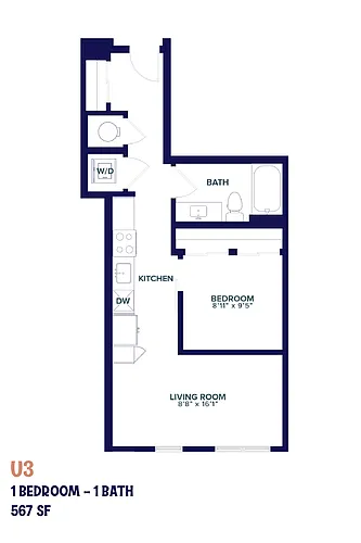 Floor plan Nita Urban One Bedroom U3