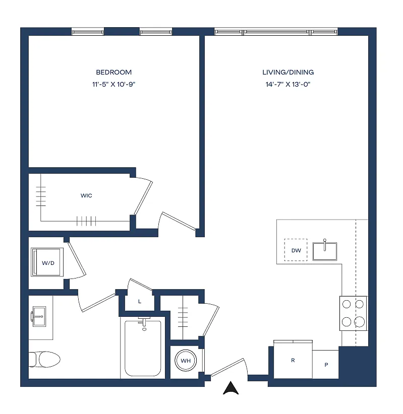 Floor plan 1 Bed/1 Bath B-A8 Smyth
