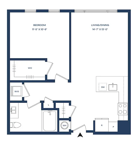 Floor plan 1 Bed/1 Bath B-A8 Smyth