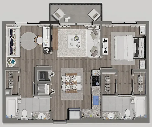 Floor plan 2 Bed, 2 Bath