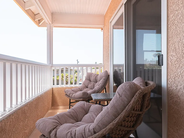Upstairs patio with an ocean view