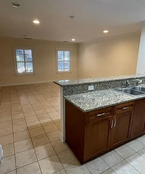 Kitchen looking at living room