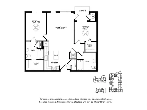 Floor plan 2A w/ Balcony
