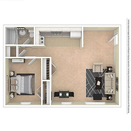 Floor plan 1 Bedroom/1 Bathroom