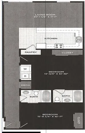 Floor plan Two Bed Two Bath