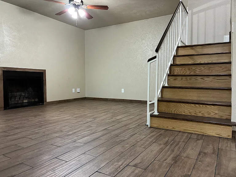 Living Room-Wood Burning Fireplace